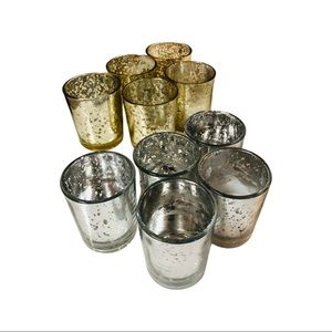 Set of 10 Mercury Glass Votive Candle Holders